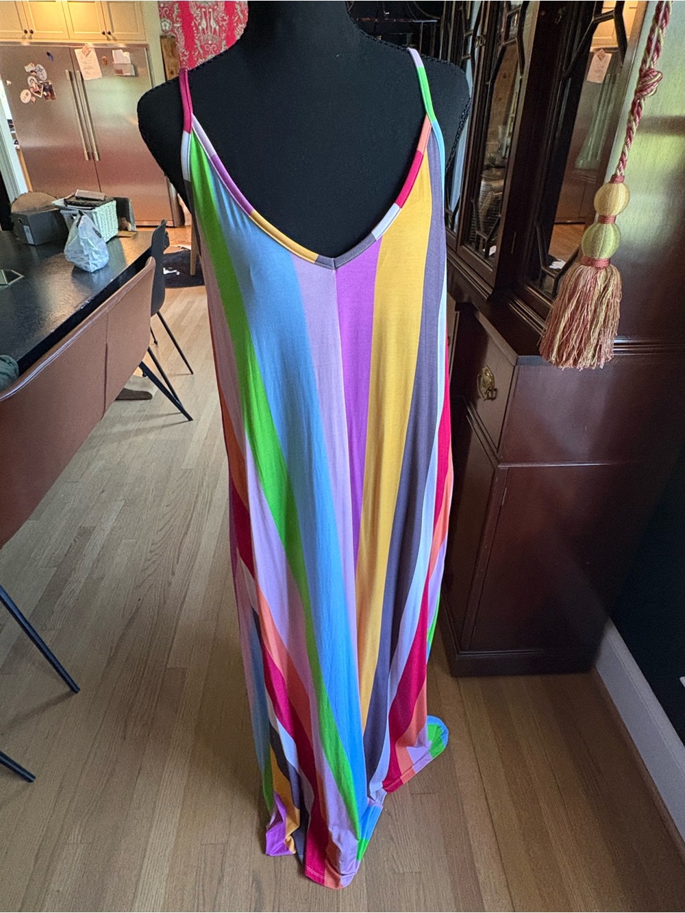 Multi-Color Striped Maxi tank Dress